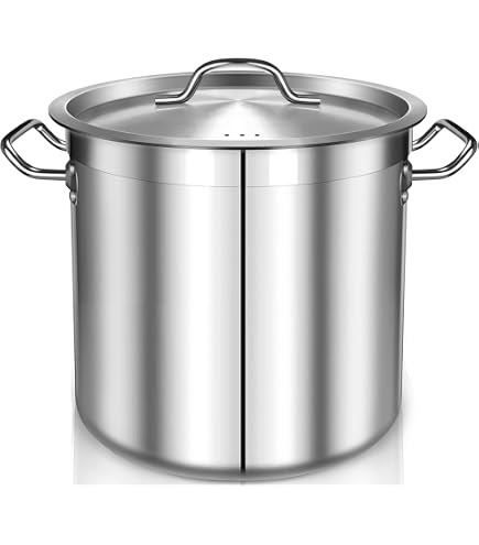 35 Quart Stainless Steel Cooking Pot - Stock Pot with Lid - Large